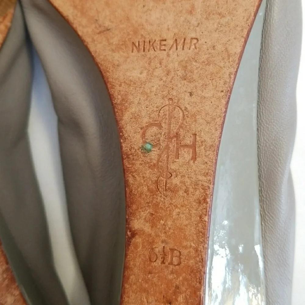 Cole Haan Nike Air Wedge Peep Toe Leather Shoes
